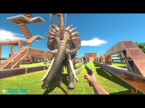FPS Avatar with all weapons in battle with war Elephants - Animal Revolt Battle Simulator