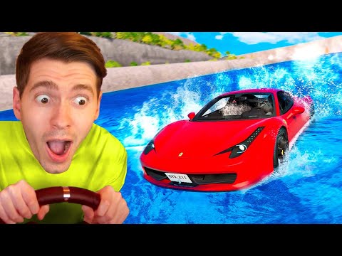 DESCI uma ladeira de ÁGUA COM CARROS!!! - BeamNG Drive