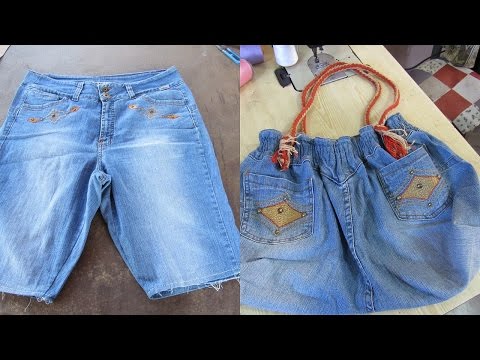 Reciclaje de Jeans: BOLSO grande con jeans reciclados