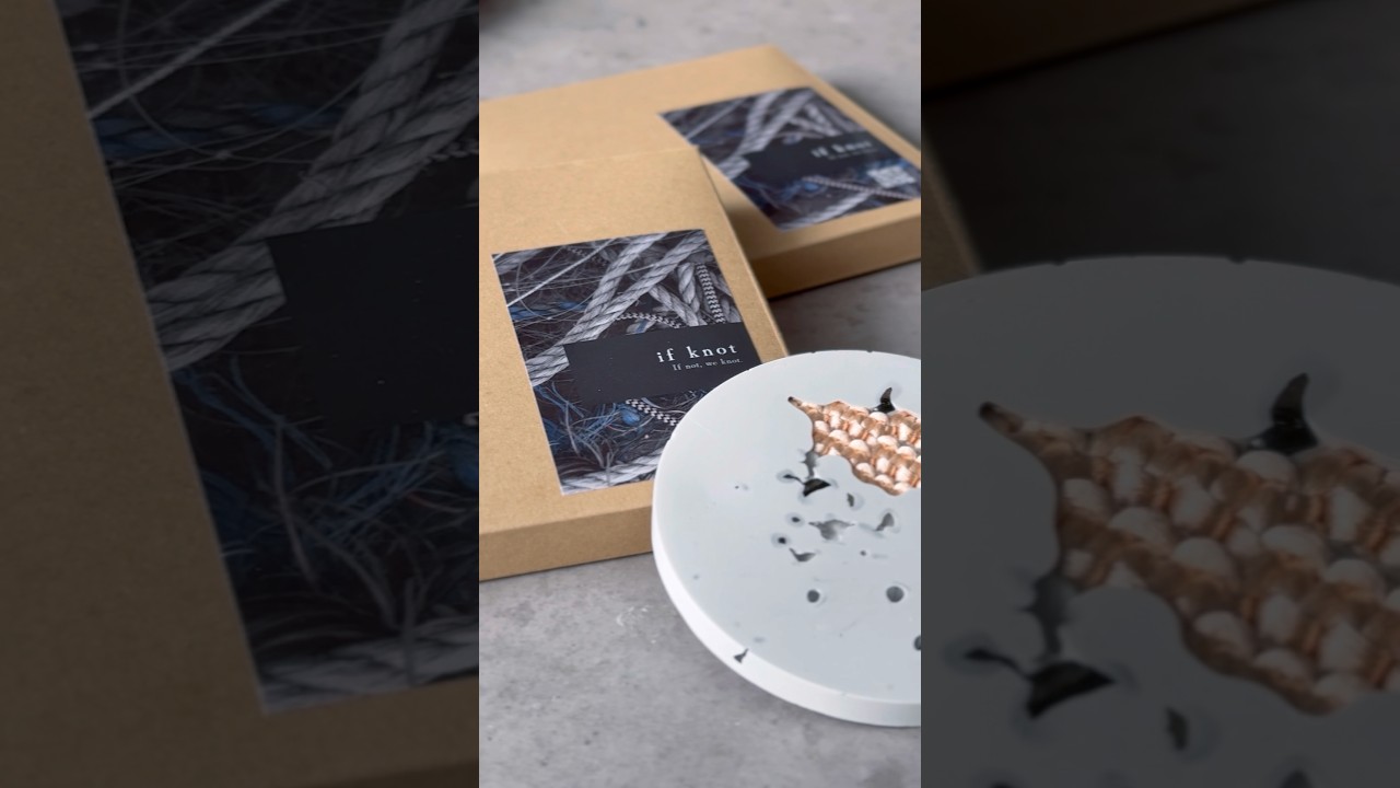 マクラメストーンコースターの仕上げ作業 #jesmonite #macrame #packing