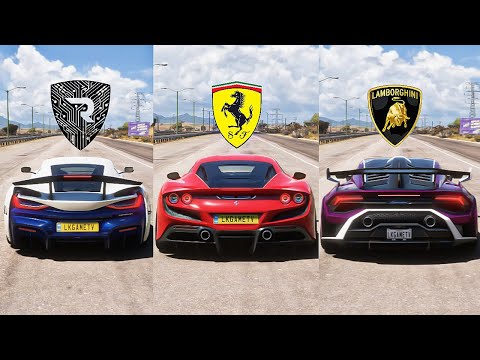 FH5 Drag Race - Rimac Nevera Vs Ferrari F8 Tribute Vs Huracan STO