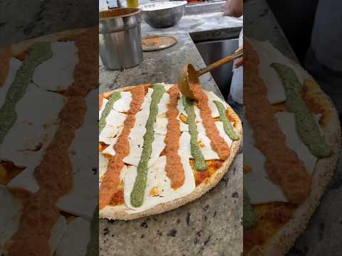 The VODKA PESTO PEPPERONI PIE from Krispy Pizza in Dyker Heights, Brooklyn NYC! 🍕🔥 #DEVOURPOWER