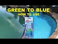 HTH GREEN TO BLUE HOW TO USE IT TO FIX YOUR POOL WATER FROM GREEN TO BLUE