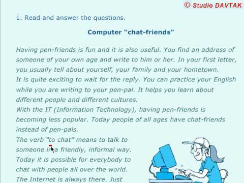 Read and answer the questions. Computer "chat-friends"