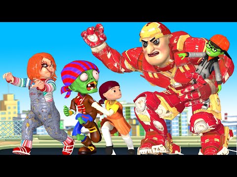 Mommy Miss T Transform IronMan Protect Bad Nick vs Chucky and Zombie - Scary Teacher 3D Happy ending