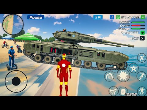 Iron Rope Hero Gangster Crime and Military Tank in Open World Game - Android Gameplay