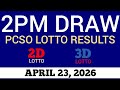 Lotto Result Today 2pm Draw April 23, 2026 Swertres Ez2 PCSO Live Result