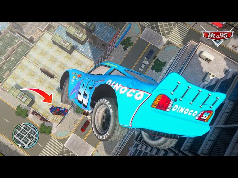 Lightning McQueen DINOCO Crazy City Rampage Crashes Ep.85 - GTA 4