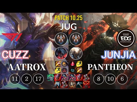 T1 Cuzz Aatrox vs EDG JunJia Pantheon Jungle - KR Patch 10.25