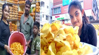 how to make hot chips, potato chips live making process , shanthi Nagar Bangalore, shoping Haul