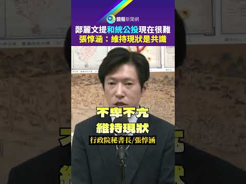 鄭麗文提和統公投現在很難　張惇涵：維持現狀是共識｜鏡報