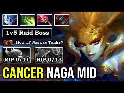 CANCER NAGA MID IS BACK 100% Crit Deleted DK in 2 Seconds WITH Crazy 1v5 Raid Boss DotA 2 IMBA