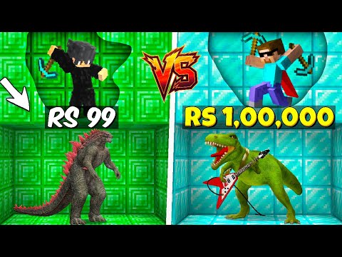 Rs1 vs Rs1,00,00,000 Dinosaur Mining Challenge in Minecraft with ‪@ProBoiz95‬