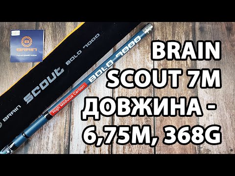 Болонське вудлище Brain Scout 7m, факт. довжина - 6,75m, 368g (телескопічне, з кільцями) + чохол та захист на кільця