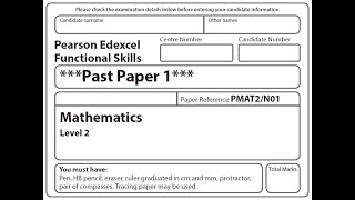 Functional Skills Maths L2 Past Paper 1 Pearson Edexcel