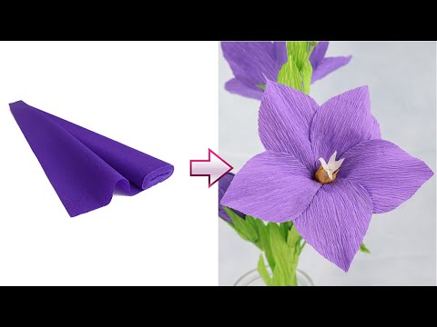 How To Make Platycodon Grandiflorus Paper Flower From Crepe Paper | DIY Paper Craft