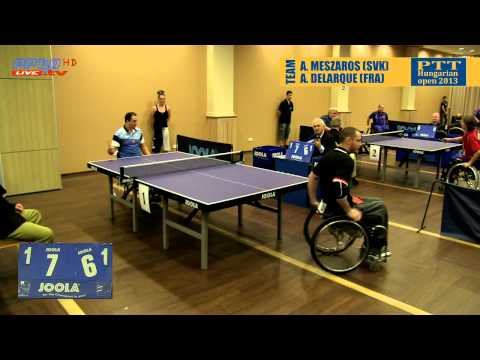 Para Table tennis Open 2013 Eger A. Meszaros SVK vs. A. Delarque FRA wheelchair team match