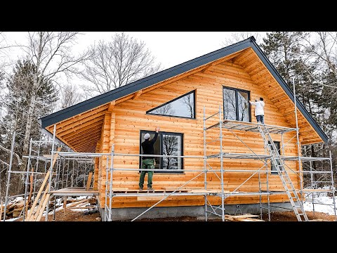 Man Builds Remote WOODEN HOUSE | Start to Finish by @woodjunkie_yt  ​