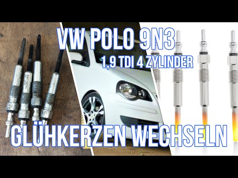 VW Polo 9N3 Glühkerzen wechseln, Motor spring schlecht an, Kontrollleuchte an (Change glow plugs)