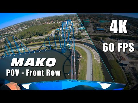 MAKO Front Row POV - 4k 60FPS - SeaWorld Orlando Hyper Coaster 2020