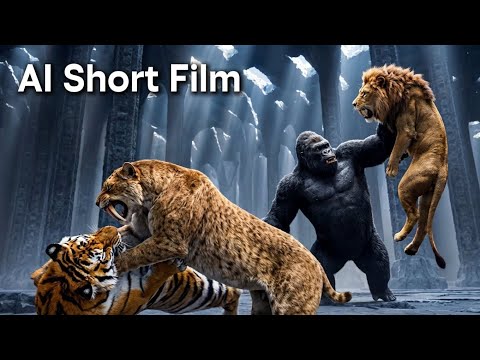 Simba & Shere Khan vs King Gorvak Gorilla & Smilodon Razorclaw – AI Short Film