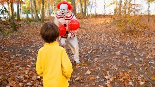Scary Clown Pennywise From It Sets a Halloween Candy Trap For Us in the Woods!