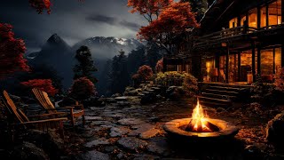 Calm Nighttime Ambiance: Crackling Fire and Relaxing Nature Sounds