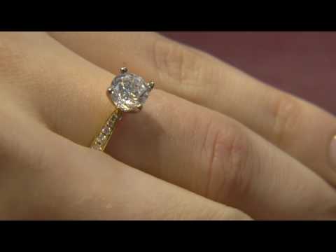 PR1072 yellow gold pave set engagement ring