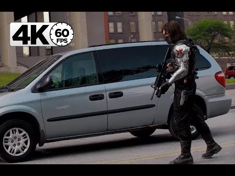 Captain America vs the Winter Soldier, highway fight (4K, 60 FPS)