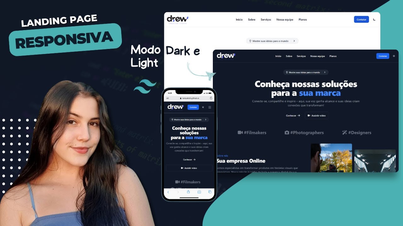 RESPONSIVE Landing Page with DARK and LIGHT mode using TAILWIND