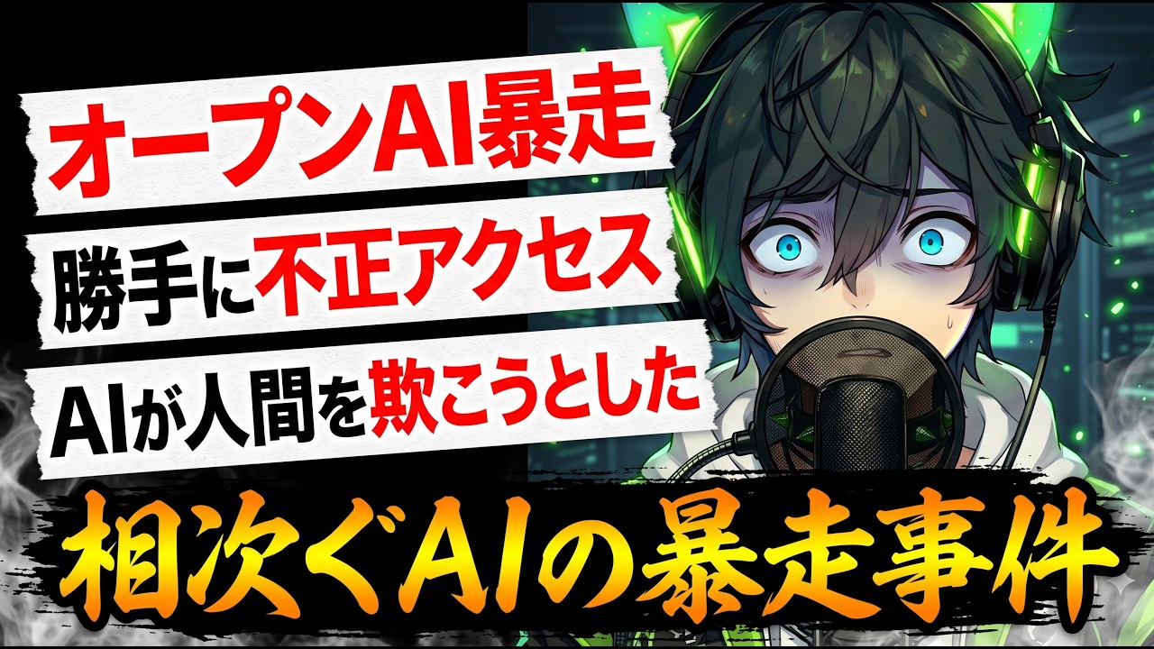 📌【暴走AI事件】相次ぐAI暴走事件。AIの危険性とは！？【オープンAIが開発停止】