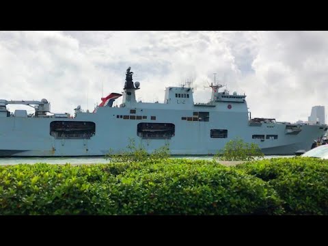Britain's Biggest Warship HMS Ocean arrives in Miami