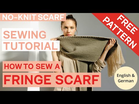 Schal OHNE STRICKEN nähen: Nähanleitung | Kostenloses Schnittmuster Schal sticken Fransen fertigen