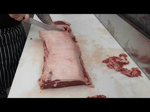 Slicing porterhouse steak