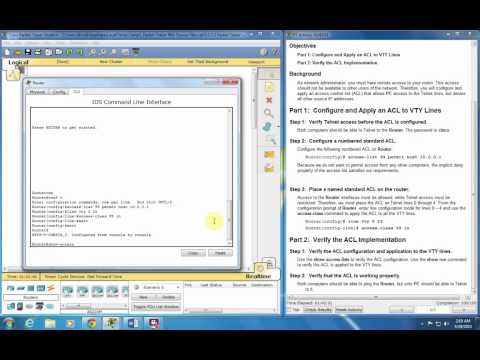 9.2.3.3 Packet Tracer Configuring ACL VTY lines