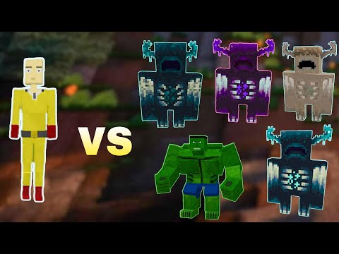 Saitama vs Morden, Warden Ender, Sanded Warden, Warden Mutant v3 y Hulk #minecraft 👑