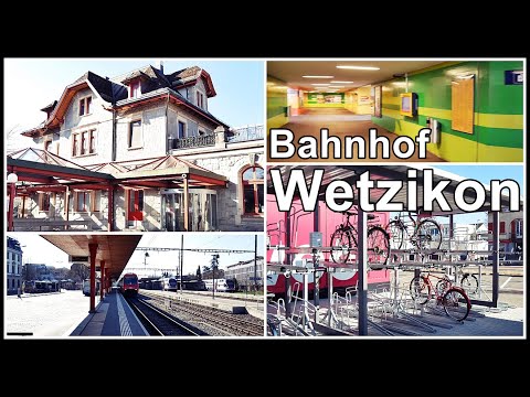 a lot of traffic on Sunday in Wetzikon / Zug und Bus beim Bahnhof SBB Wetzikon, Zürich, Schweiz 2020