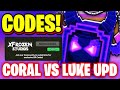 NEW ALL WORKING CORAL VS LUKE UPDATE CODES FOR BE A LUCKY BLOCK ROBLOX BE A LUCKY BLOCK CODES