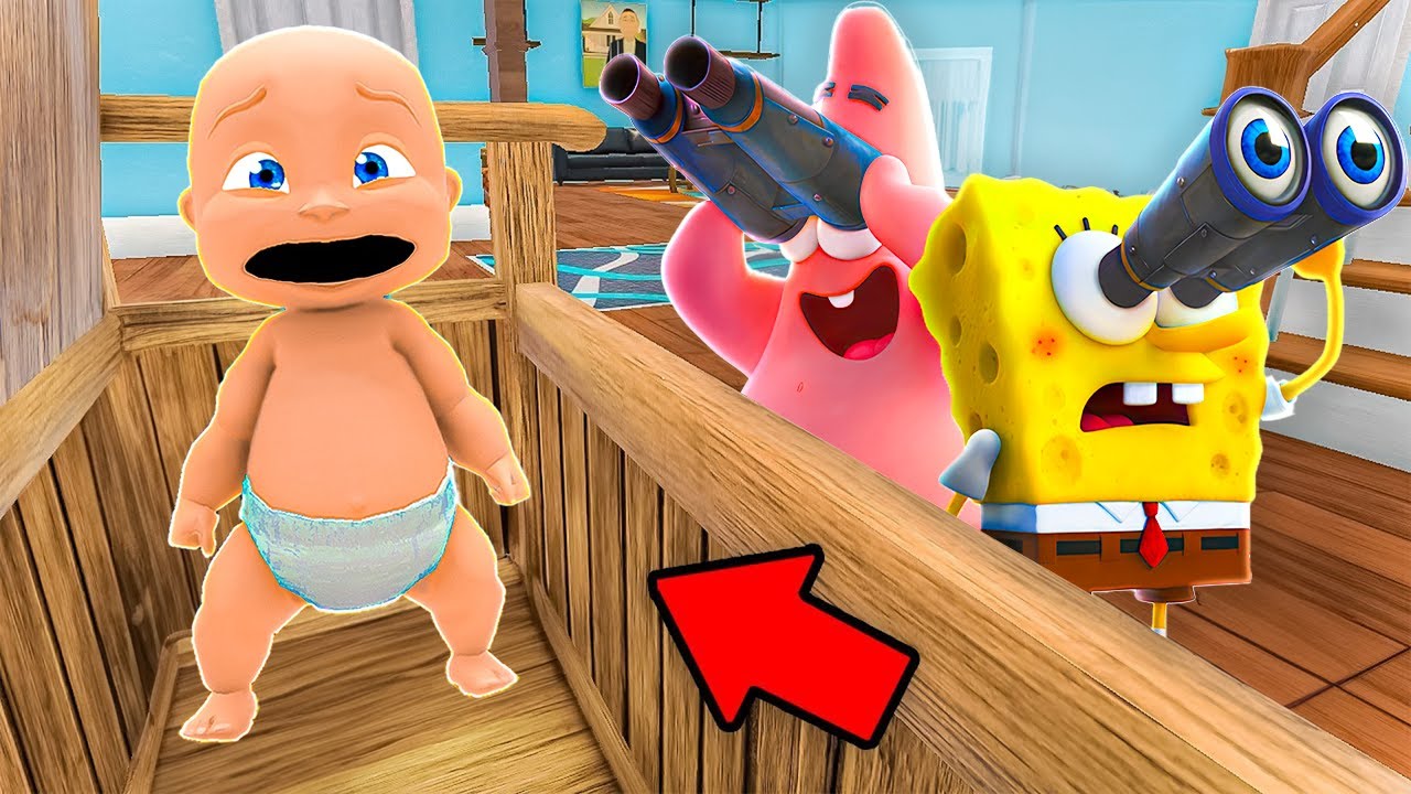 Baby and SPONGEBOB & PATRICK Play Hide and Seek!