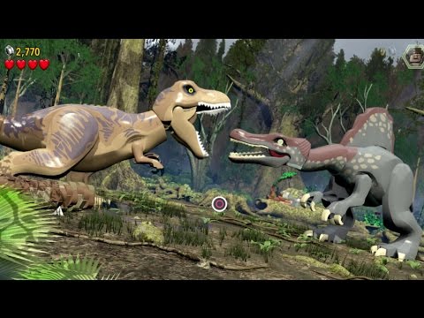 LEGO Jurassic World - 100% Level Guide #17 - The Spinosaurus (All 10 Minikits/Amber Brick)