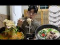 이걸 혼자 다먹어..? 뜨끈한 돼지국밥 두그릇에 수육, 순대, 공기밥 4개 먹방