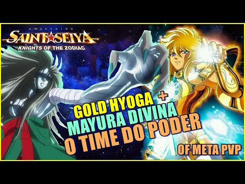 FIZ MEU NOVO META GOLD HYOGA + MAYURA FICOU SINISTRO ESSE TIME OFF META SAINT SEIYA AWAKENING