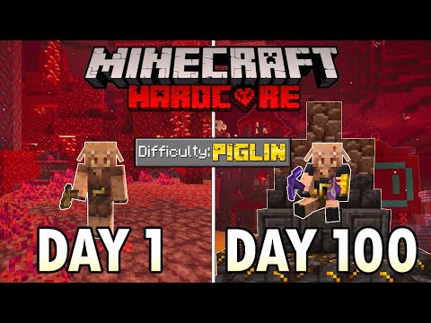 I Survived 100 Days as a PIGLIN in Hardcore Minecraft... Minecraft Hardcore 100 Days