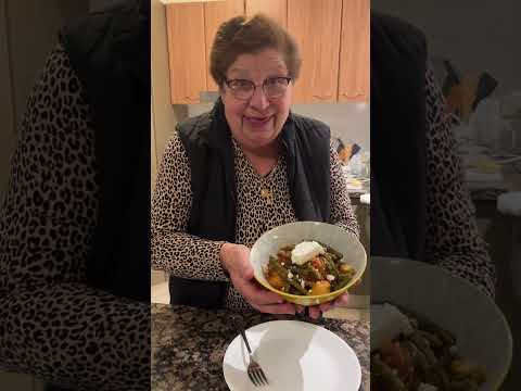 YiaYia's Greek  'Fasolakia'! String Beans and potatoes in a red sauce. Beautiful!