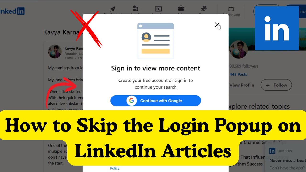 How to Skip the Login Popup on LinkedIn Articles ?