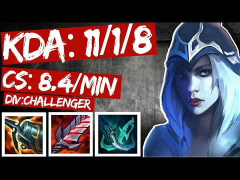 ASHE ADC s11 (KDA: 11/1/8): FULL GAME CHALLENGER REPLAY!