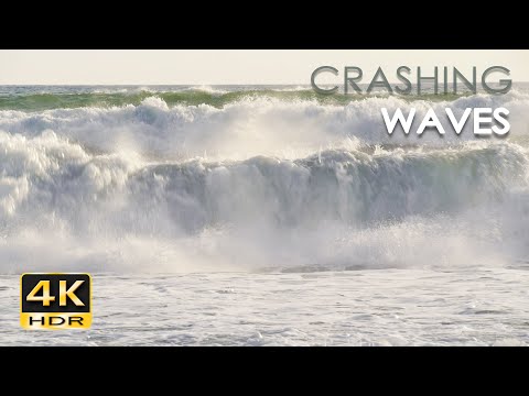 4K HDR Crashing Waves - Bali - Ocean Surf Sounds - Natural White Noise - Ultra HD Relaxation Video