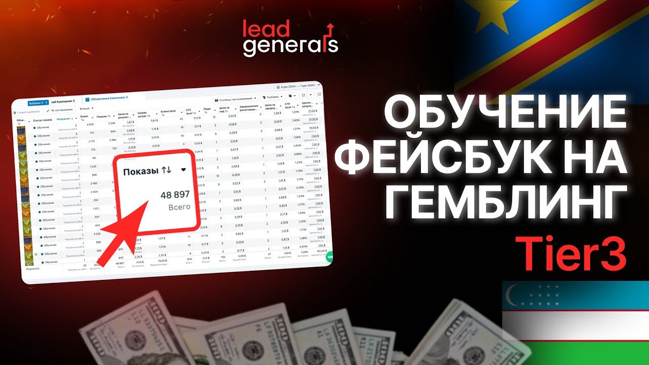 Обучение арбитражу трафика с нуля: заливаем Узбекистан и Африку в плюс! ROI 100%
