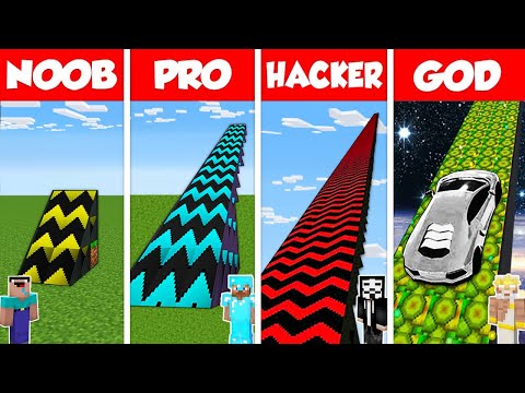 TEN - Minecraft Animations - Minecraft Battle: NOOB vs PRO vs HACKER vs GOD: SUPER RAMP SPRINGBOARD BUILD CHALLENGE / Animation