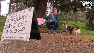 Seattle man pets hundreds of dogs for his birthday present